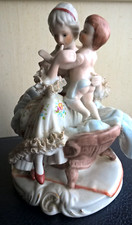 STATUA LA MATERNITA' IN CERAMICA PORCELLANA STILE CAPODIMONTE