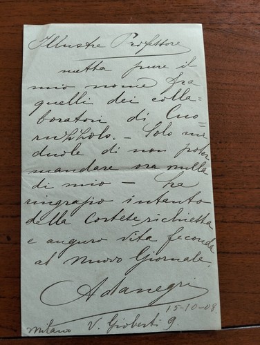 1908 lettera autografa - 1908,