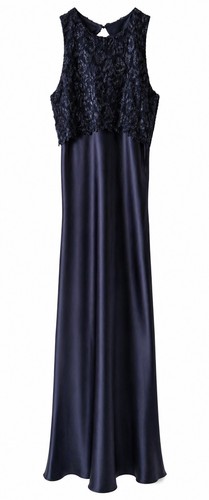 Abito slip raso navy - , vintage