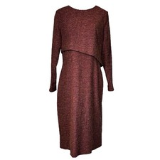 Abito a tubino The Fold London in tweed di lana e seta - elegante midi da ufficio, UK10