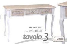 SCRIVANIA TAVOLO CONSOLLE SCRITTOIO 3 CASSETTI SHABBY CHIC BIANCO 120*40*H78CM