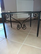 tavolino in ferro battuto e vetro oggetto artigianale unico fatto a mano 