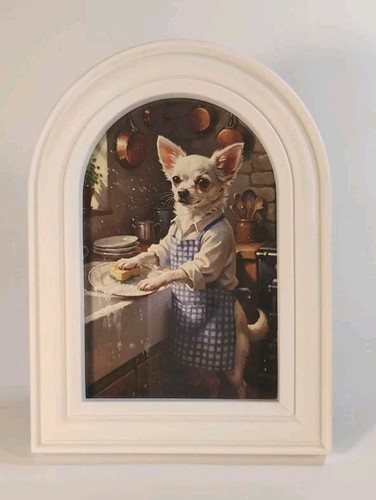 Chihuahua dog washing dishes