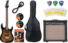 Grande chitarra elettrica Sunburst di Ibanez in starter set con amplificatore, custodia e molto altro