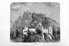 Stampa antica SAN MARINO veduta panoramica 1877 Old print