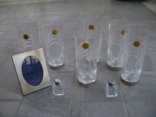 n. 6 Bicchieri cristallo molato e argento+ saliere tappo argento+cornice argento