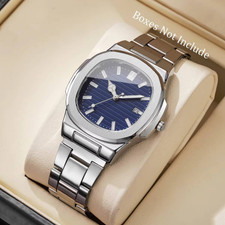 Men's Watch Luminous Quartz Square Dial Stainles Steel 7Trend Fashion Wristwatch