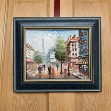 Quadro olio con cornice scena