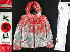 Y2K Tuta da Sci Donna KRU St. Moritz Bianco Rosso Giacca Pantaloni Italia Taglia S