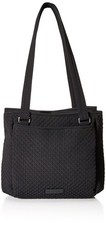 Vera Bradley Borsa a tracolla da donna in microfibra multiscomparto, Nero