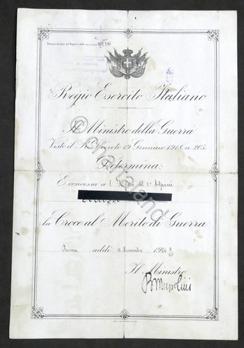 Wwi attestato di concessione - -,