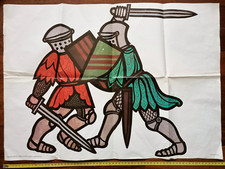 Poster Guerrieri Spada Battaglia Flavio Costantini Litografia Stampa 49x69