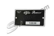 TARGHETTA IDENTIFICATIVA DATI ALFA ROMEO GT JUNIOR 1300 (TIPO 10530)