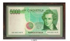 QUADRO COLLEZIONE BANCONOTE ITALIANE LIRE  5 MILA PANNELLO ARREDO PARETI