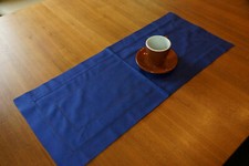 Runner da tavolo semi lino blu