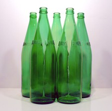 Gruppo di cinque bottiglie di acqua fiuggi vuote anni '50 vintage antico v424