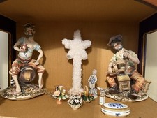 2 Statuette CAPODIMONTE GRANDE 28 × 20 cm porcellana vintage statua