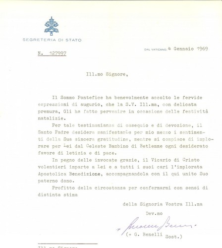 1969 vaticano mons giovanni - vaticano, mons.