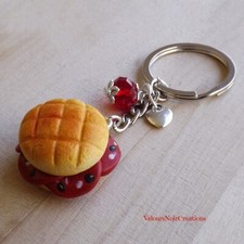 Portachiavi uomo donna pane panino con salame in fimo creato a mano