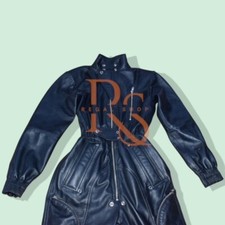 Tuta donna blu in vera pelle