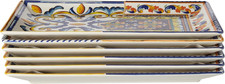 Positano Set 6 Piatti Rettangolari, Stoneware, 25X15Cm