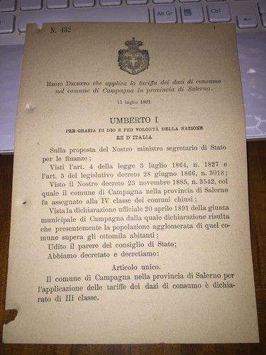 Regio decreto applica tariffa - decreto,