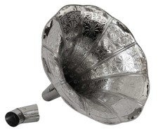 Imbuto grammofono corno colore argento in stile antico grammophone (C)