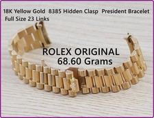 Rolex Originale Oro Giallo Massiccio 18K 8385 Chiusura Nascosta Bracciale President,55End