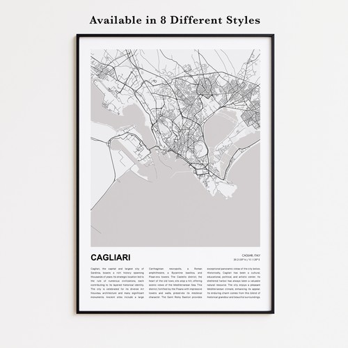 Stampa mappa città - stampa, cagliari