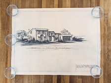 6 Architectural Hand Drawings Exterior Interior 32"x24" Arizona Estate Find D