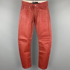 ANDREW MACKENZIE Taglia Rosso Denim Rivestito Zip Fly Jeans