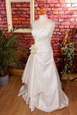 Abito Da Sposa Vintage Bianco Drappeggiato Senza Spalline Elegante Lucido S