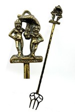 PIXIES FOLLETTI GNOMI VINTAGE FORCHETTA NANTICA IN OTTONE DA COLLEZIONE folletto