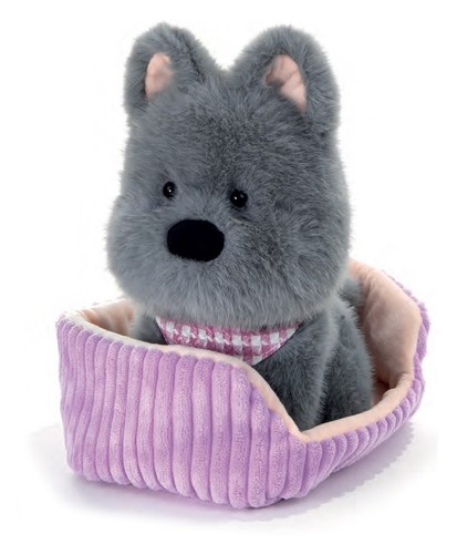 Peluche cane grigio con cuccia - grigio,