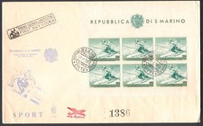 1953 San Marino, Sciatrice BF 15, Busta Veneto n. 176 bis, annullamento inverso