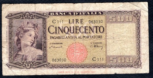 Italie 500 lire 1947 - 500, pick