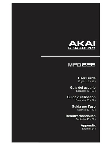 Akai mpd226 owners instruction - akai,