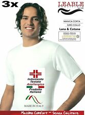 LEABLE 3 MAGLIA INTIMA UOMO LANA COTONE MANICA CORTA, TAGLIE FINO ALLA FORTE 5XL