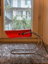 TARGETTI SANKEY rara lampada da tavolo in metallo TUBO arancione di ANGELO LELII Space Age '70