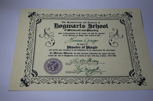 Diploma attestato hogwarts - diploma,