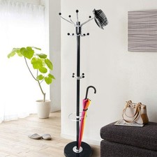 Attaccapanni Appendiabiti Piantana Base Marmo 16Ganci H176cm Portaombrelli Nero