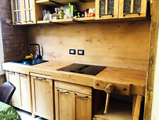 Cucina pensili colonna mensole rivestimento parete legno INDUSTRIAL SU MISURA