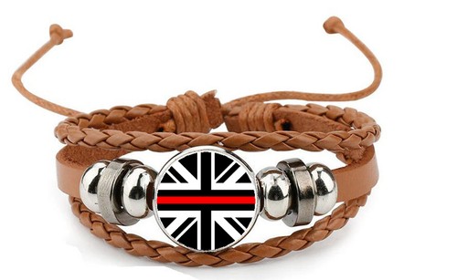 Thin red line brown leather - red,