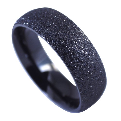 Anello nero sabbiato donna