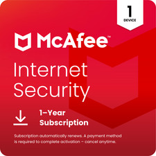 McAfee Internet Security Antivirus 2025 1 Dispositivo 1 Anno Rinnovo Automatico - Digitale