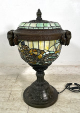 ANTICA LAMPADA DA TERRA O TAVOLO STILE TIFFANY MOSAICO VETRO GRANDE LANTERNA