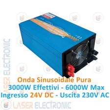 INVERTER PROFESSIONALE ONDA SINUSOIDALE PURA 3000W WATT 24VDC   230VAC