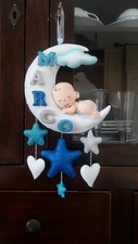 FIOCCO NASCITA LUNA BIMBO FUORIPORTA CAMERETTA, FATTO A MANO, PERSONALIZZABILE 