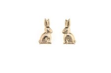 Orecchini a perno coniglio coniglietto oro 9 kt. Confezione regalo
