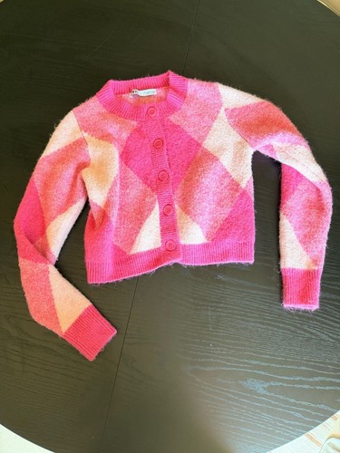 Cardigan zara rosa argyle - rosa,